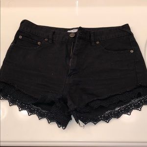 Free People Lacey Black Denim Cutoff Shorts